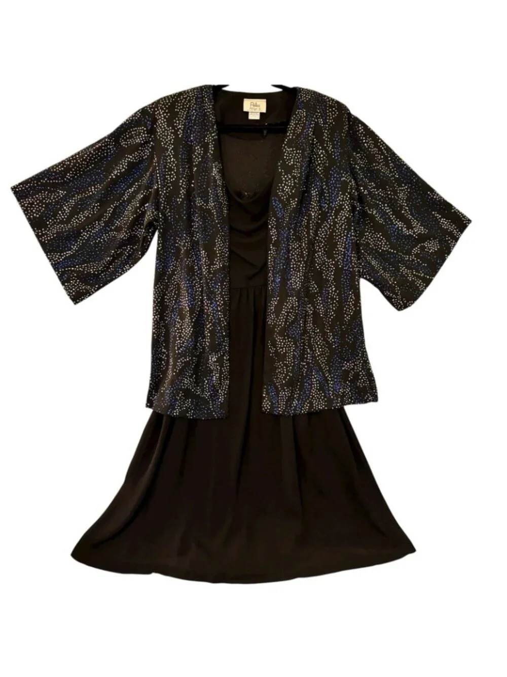 Evening Dress Women's 8 Strappy Black + Jacket by Pellini After 5 VTG 70's - Picture 5 of 16